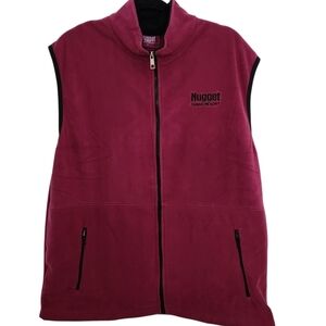 Nugget Casino Resort Unisex Magenta Fleece Vest Full Front Zip Zip Pockets Large